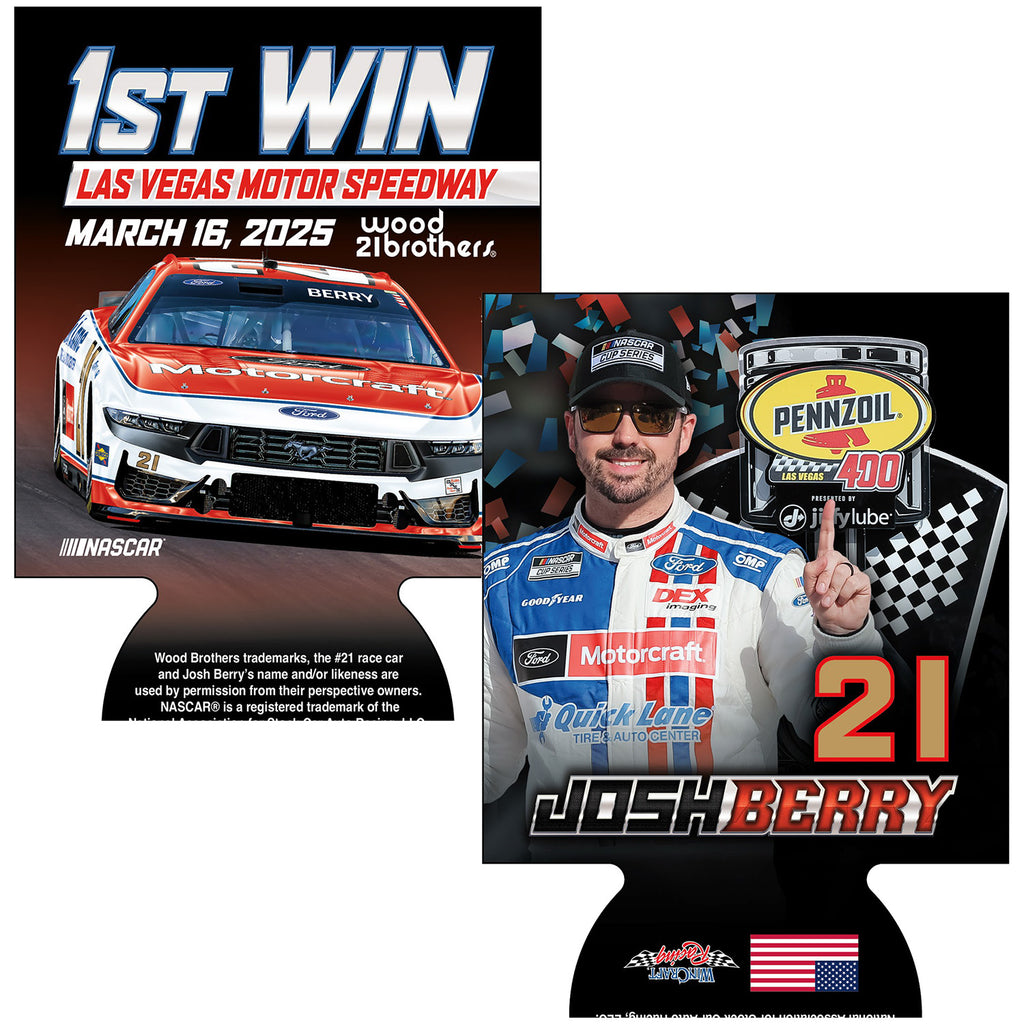 Josh Berry 2025 Las Vegas 1st NASCAR Cup Series Race Win Can Hugger 12oz Cooler Motorcraft #21 NASCAR