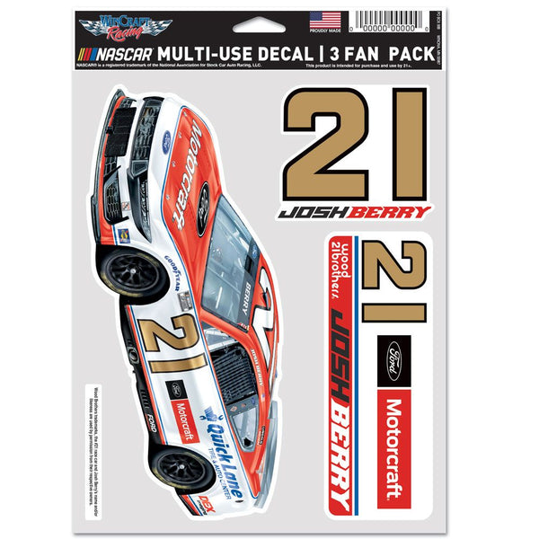 Josh Berry 2025 Multi-Use Motorcraft #21 Decal 3-Pack NASCAR