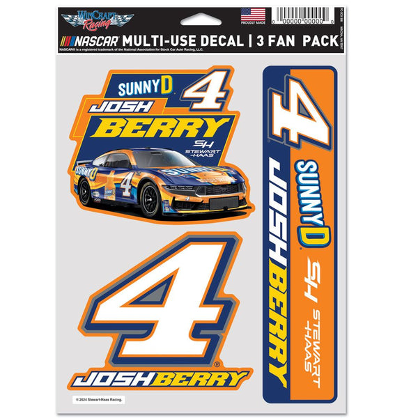 Josh Berry 2024 Multi-Use SunnyD #4 Decal 3-Pack NASCAR