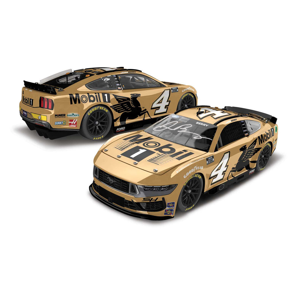 Josh Berry Autographed Mobil 1 50th Anniversary Gold 1:24 Standard 2024 Diecast Car #4 NASCAR