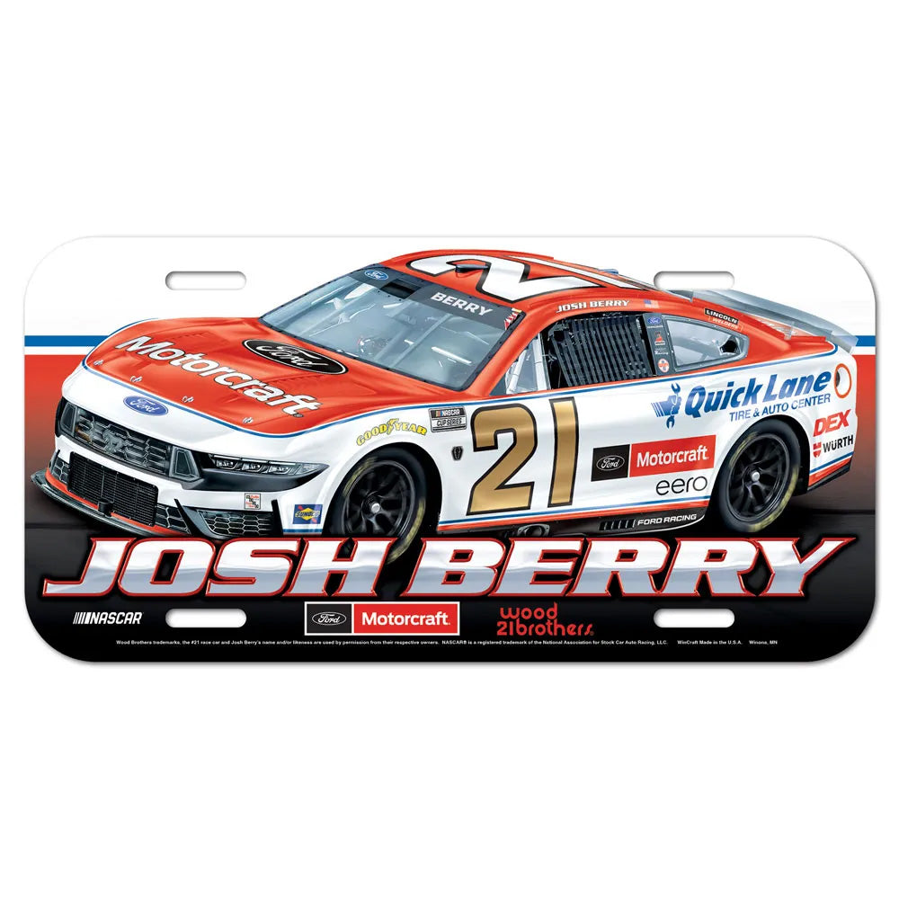 Josh Berry 2026 Motorcraft Plastic Car License Plate #21 NASCAR