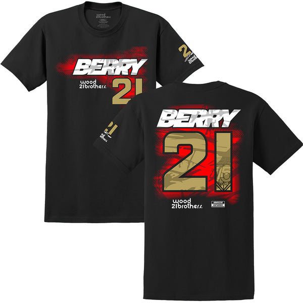 Josh Berry 2025 Lifestyle #21 3-Spot T-Shirt Black NASCAR