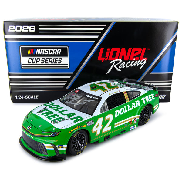 John Hunter Nemechek Autographed Dollar Tree 1:24 Standard 2026 Diecast Car #42 NASCAR