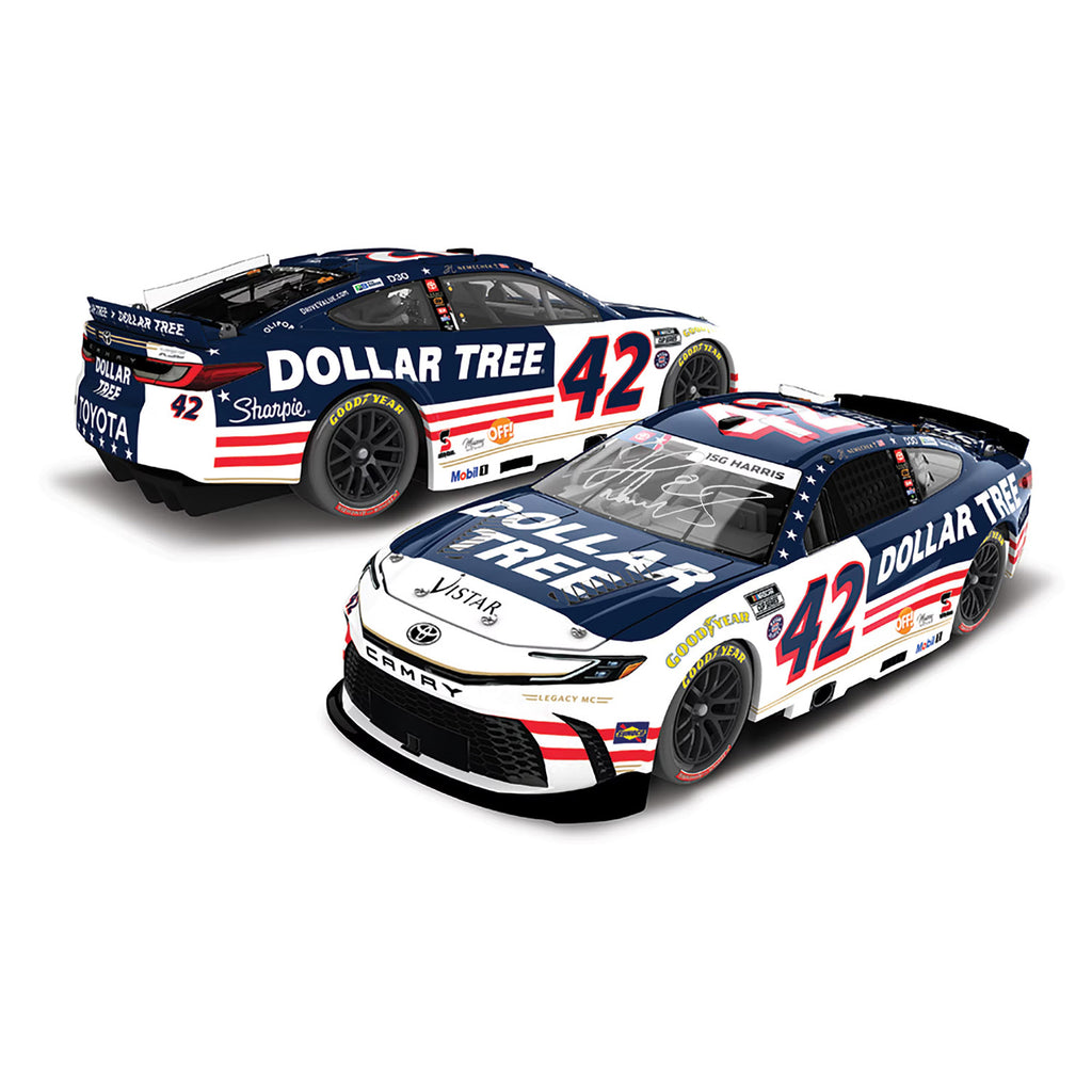 John Hunter Nemechek Autographed Dollar Tree Patriotic 1:24 Standard 2026 Diecast Car #42 NASCAR
