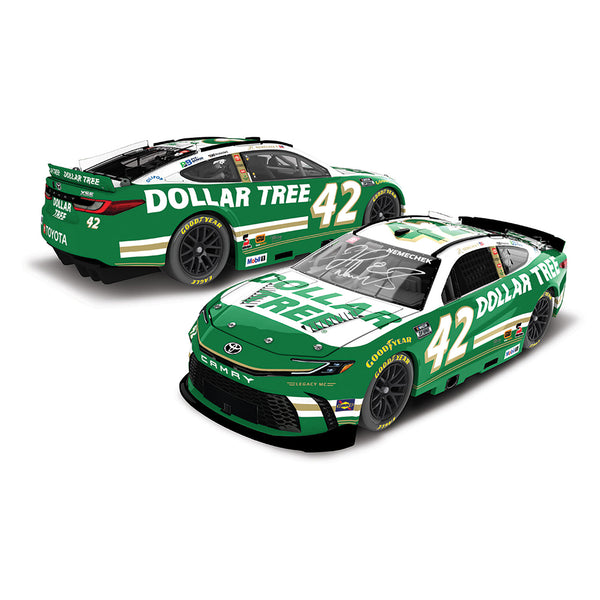 John Hunter Nemechek Autographed Dollar Tree 1:24 Standard 2026 Diecast Car #42 NASCAR