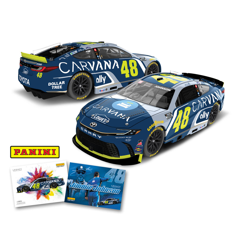 Jimmie Johnson Carvana / Lowe's Daytona Final Ride with Panini Trading Card 1:24 Standard 2027 Diecast Car #48 NASCAR