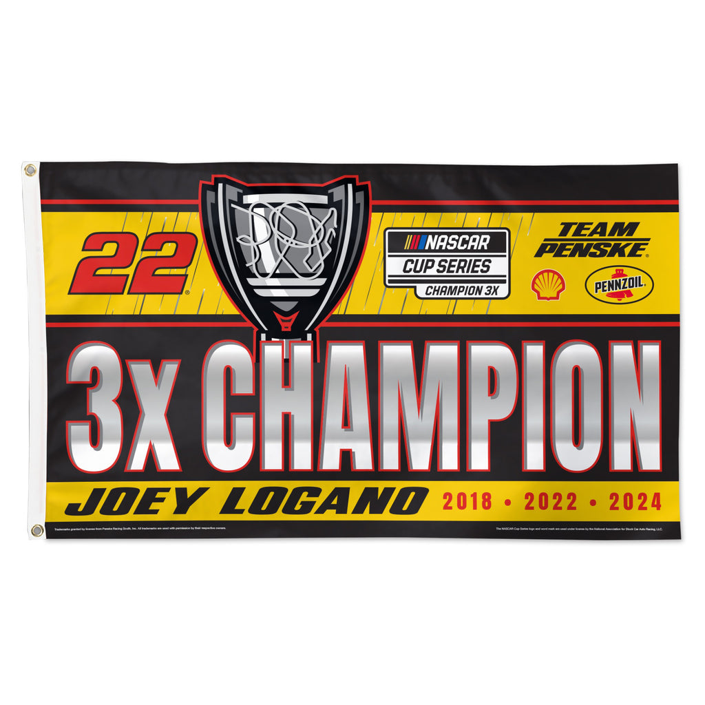 Joey Logano 2024 NASCAR Champion On-Track Victory 3x5 Flag #22