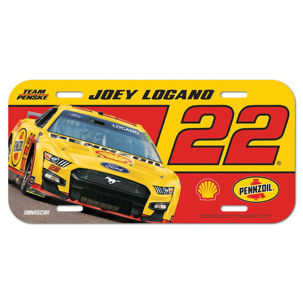 Joey Logano 2023 Shell Pennzoil Plastic Car License Plate #22 NASCAR