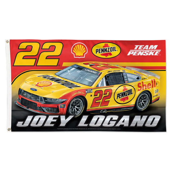 Joey Logano 2026 Shell Pennzoil #22 Car 3x5 Flag NASCAR