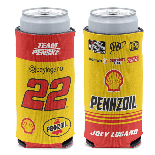 Joey Logano 2023 Shell Pennzoil #22 Slim Can Hugger 12oz Cooler NASCAR