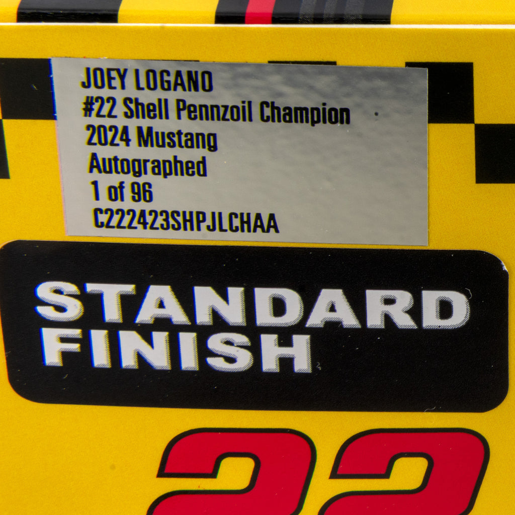 Joey Logano Autographed NASCAR Cup Series Champion 1:24 Standard 2024 Diecast Car Hand Signed - Exclusive Shell Pennzoil #22