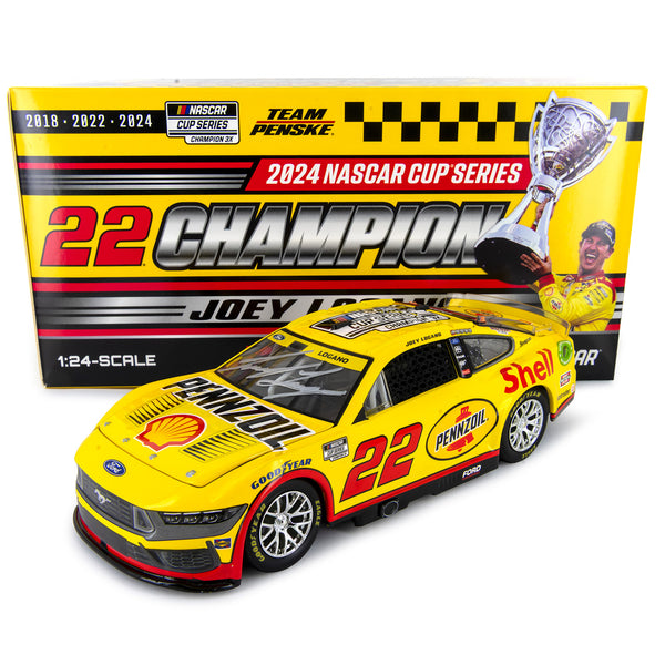 Joey Logano Autographed NASCAR Cup Series Champion 1:24 Standard 2024 Diecast Car Hand Signed - Exclusive Shell Pennzoil #22