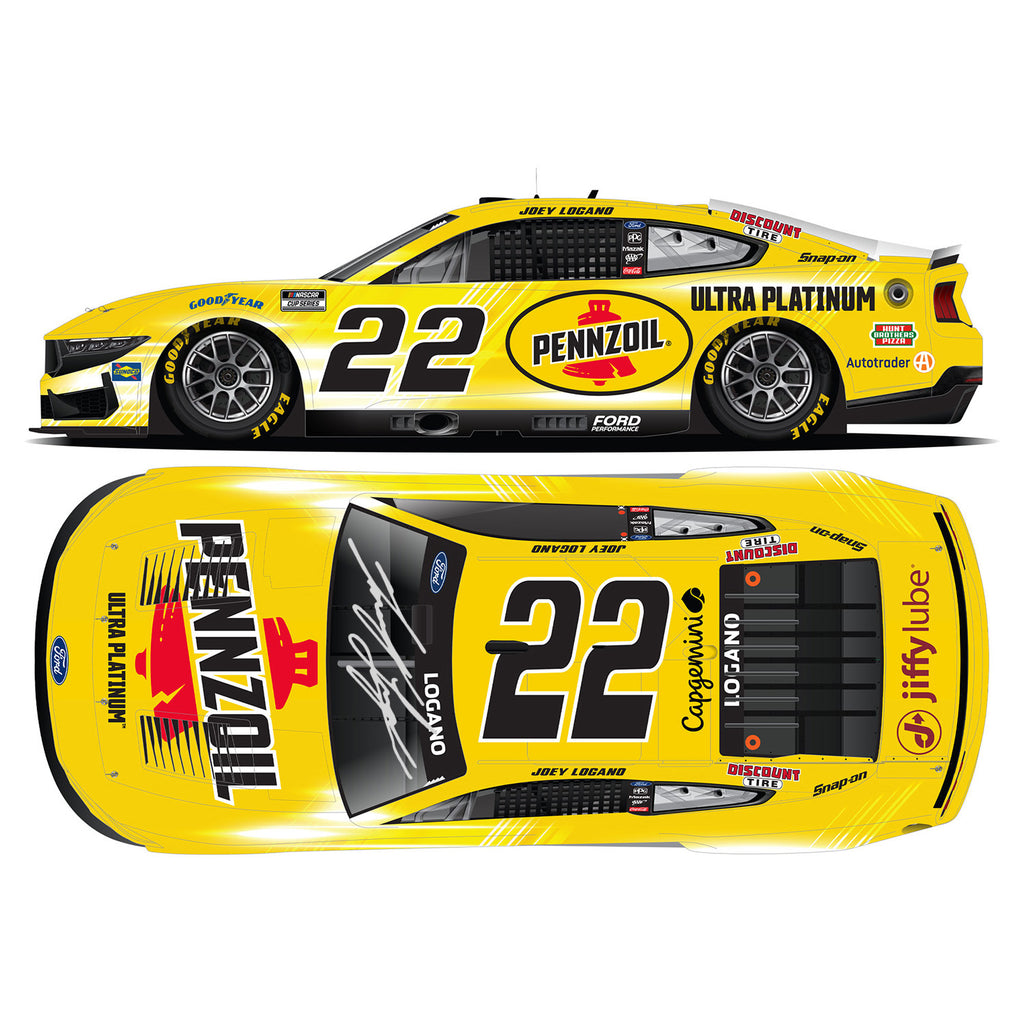 Joey Logano Autographed Pennzoil 1:24 Standard 2025 Diecast Car #22 NASCAR