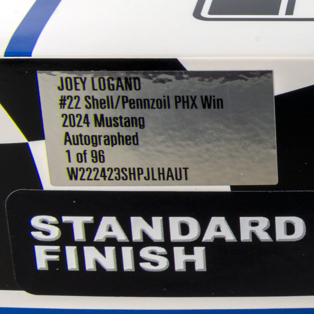 Joey Logano Autographed Phoenix Championship Race Win 1:24 Standard 2024 Diecast Car Hand Signed Exclusive #22 Shell Pennzoil