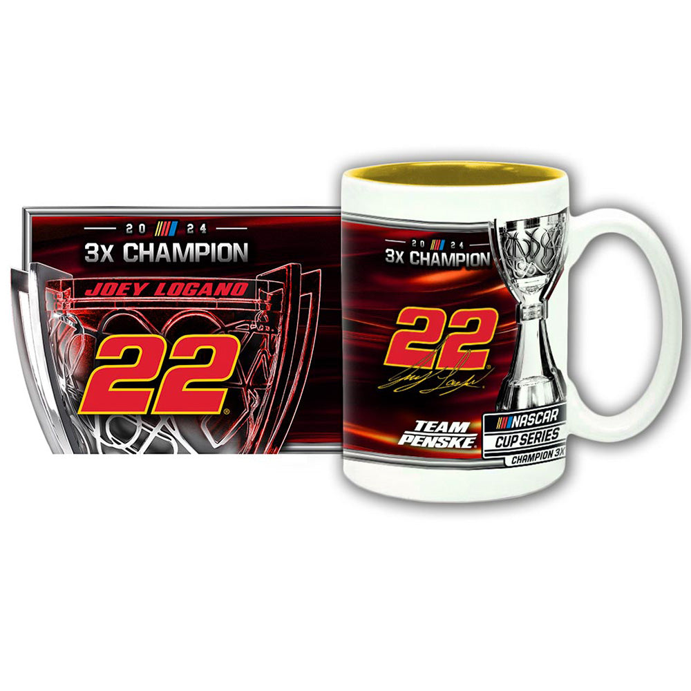 Joey Logano 2024 3x NASCAR Cup Series Champion Coffee Mug 15oz With Color Interior