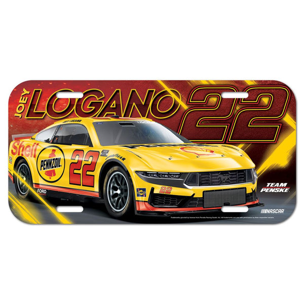 Joey Logano 2024 Shell Pennzoil Plastic Car License Plate #22 NASCAR