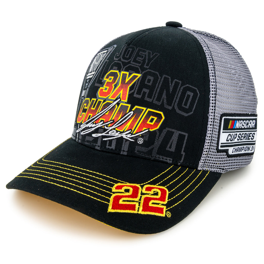 Joey Logano 2024 NASCAR Cup Series 3X Champion Trophy Mesh NASCAR Hat #22