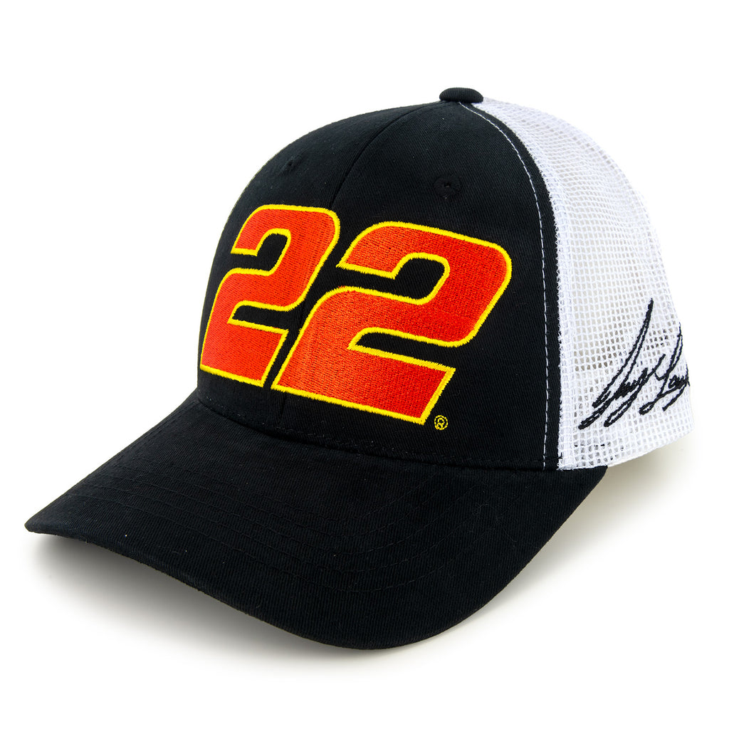 Joey Logano 2025 Black #22 Mesh NASCAR Hat Black/White