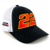 Joey Logano 2025 Black #22 Mesh NASCAR Hat Black/White