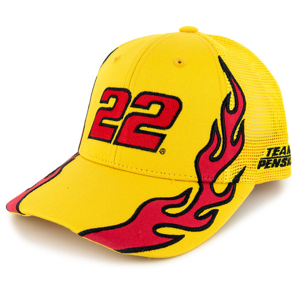 Joey Logano 2025 Flame #22 Mesh Hat Yellow NASCAR