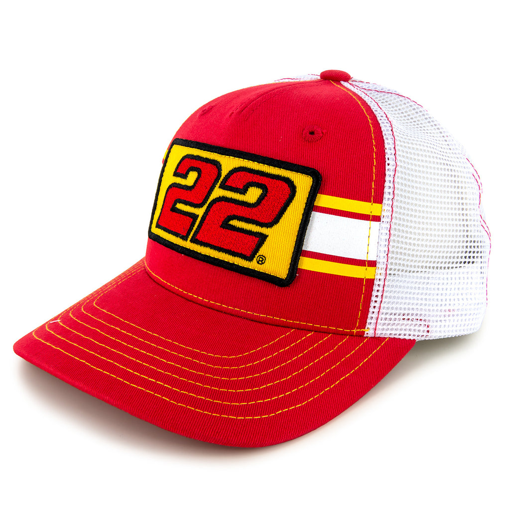 Joey Logano 2025 Striped #22 Mesh Hat Red/White
