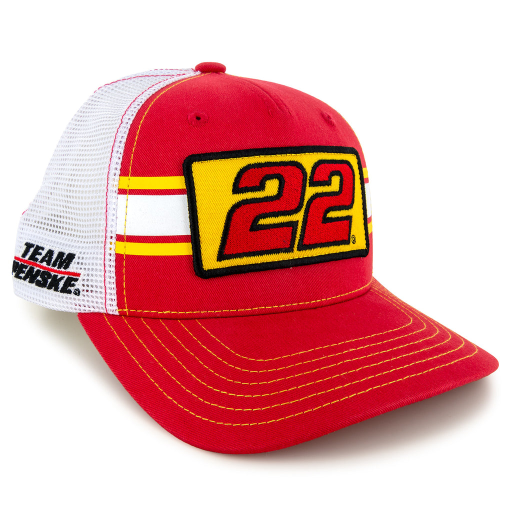 Joey Logano 2025 Striped #22 Mesh Hat Red/White