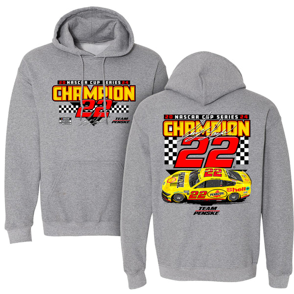 Joey Logano 2024 NASCAR Cup Series Champion Finish Line 2-Spot Hoodie Gray #22