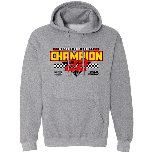 Joey Logano 2024 NASCAR Cup Series Champion Finish Line 2-Spot Hoodie Gray #22