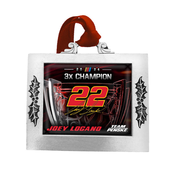 Joey Logano 2024 NASCAR Cup Series Champion Pewter Picture Frame Christmas Ornament