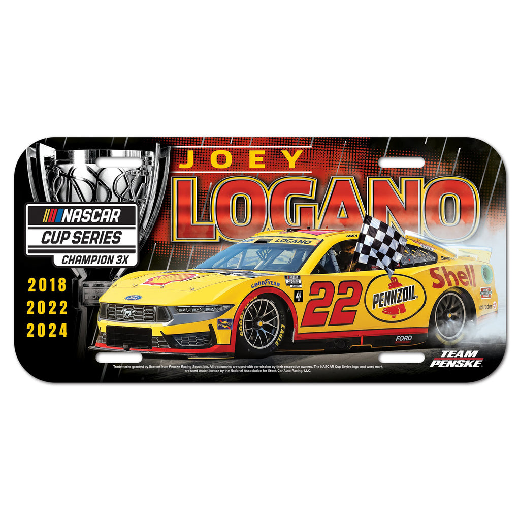 Joey Logano 2024 NASCAR Champion Plastic Car License Plate #22