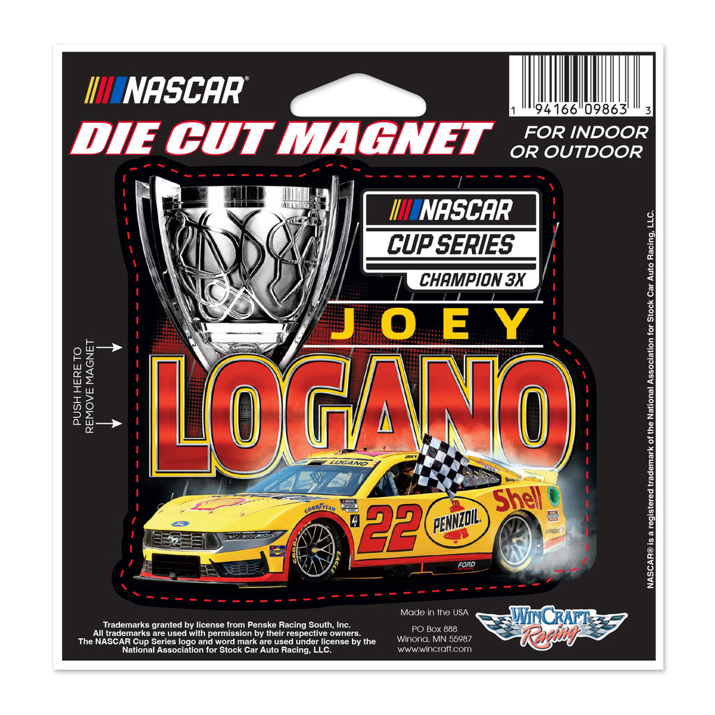 Joey Logano 2024 NASCAR Cup Series Champion 4.5x6 Inch Die Cut Refrigerator Magnet #22