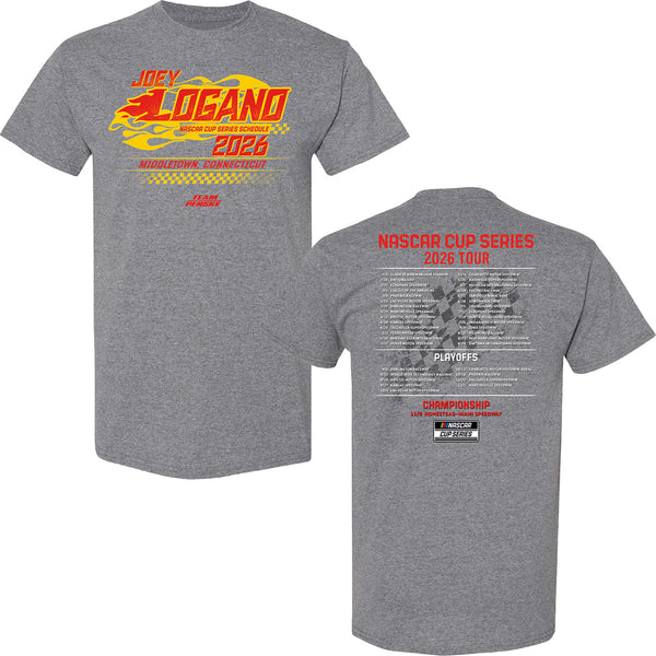Joey Logano 2026 NASCAR Cup Series Schedule T-Shirt Gray #12