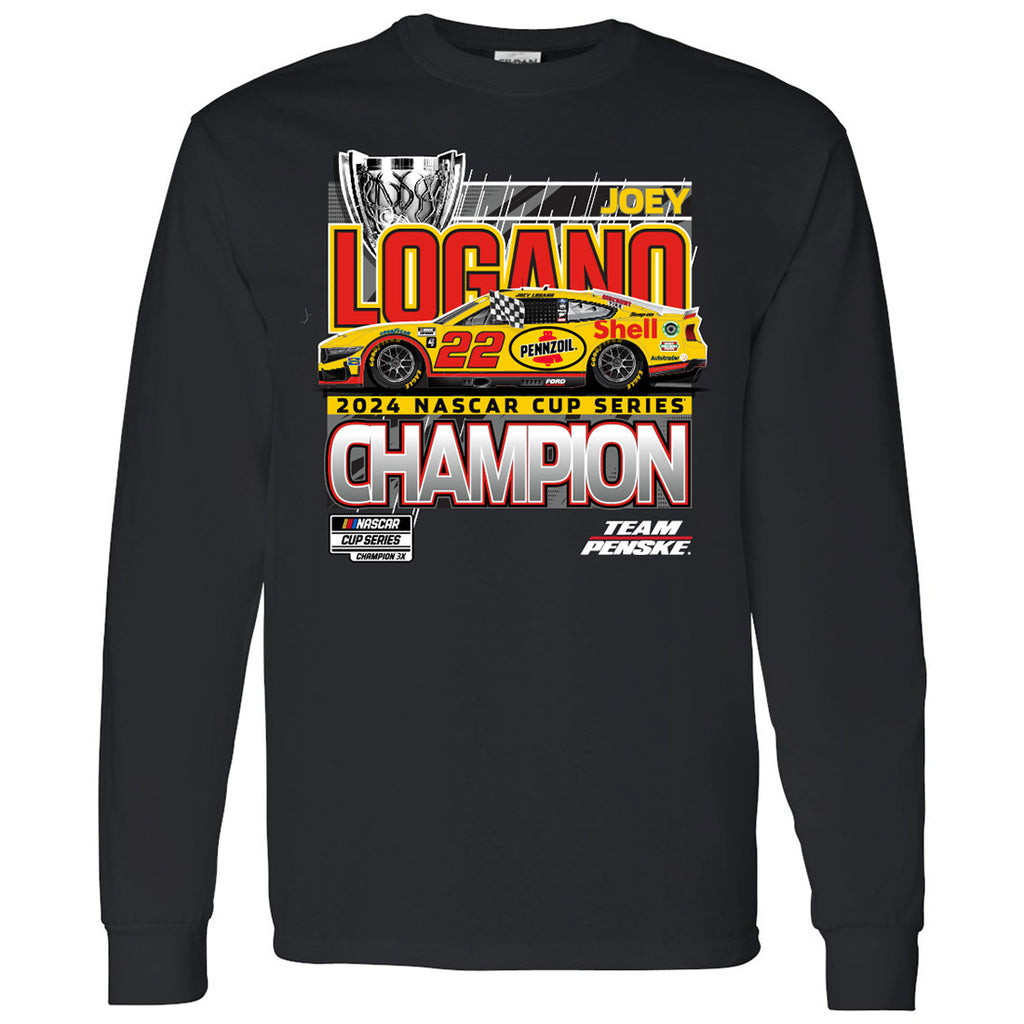 Joey Logano 2024 Long Sleeve Official NASCAR Cup Series Champion T-Shirt Black #22