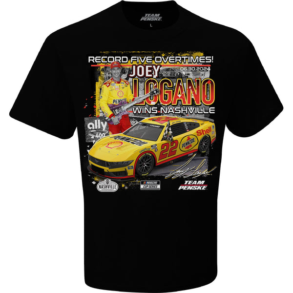 Joey Logano 2024 Nashville Race Win T-Shirt Black Shell Pennzoil #22 NASCAR