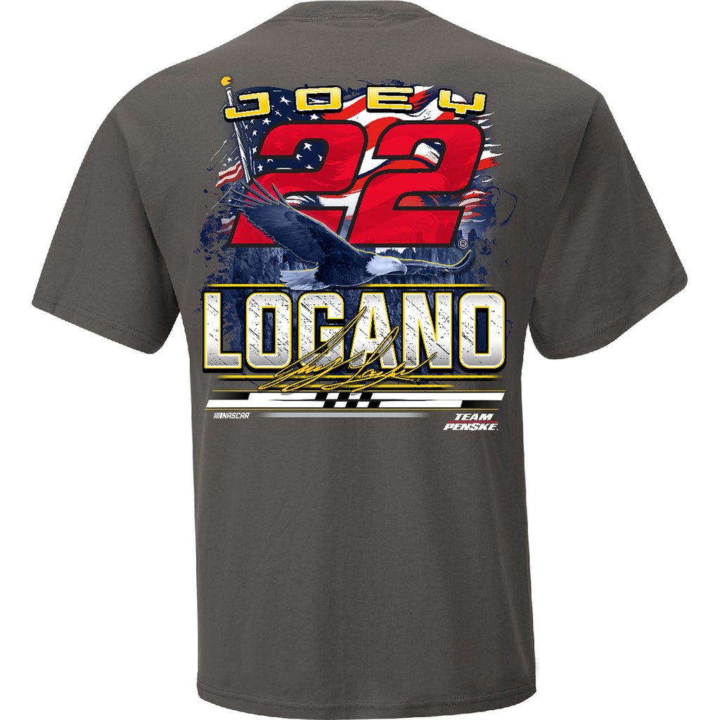 Joey Logano 2025 Shell-Pennzoil Patriotic Eagle 2-Spot T-Shirt Gray #22 NASCAR