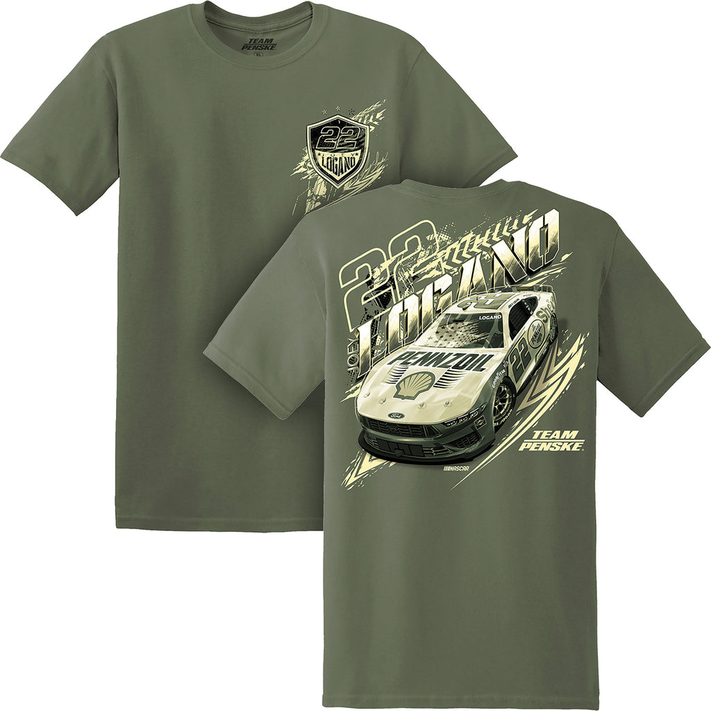 Joey Logano 2025 Shell Pennzoil Military Green 2-Spot T-Shirt #22 NASCAR