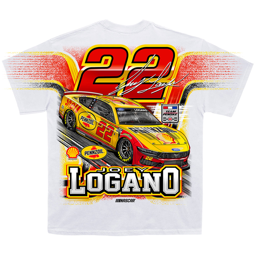 Joey Logano 2026 Shell-Pennzoil Total Print T-Shirt White #22 NASCAR