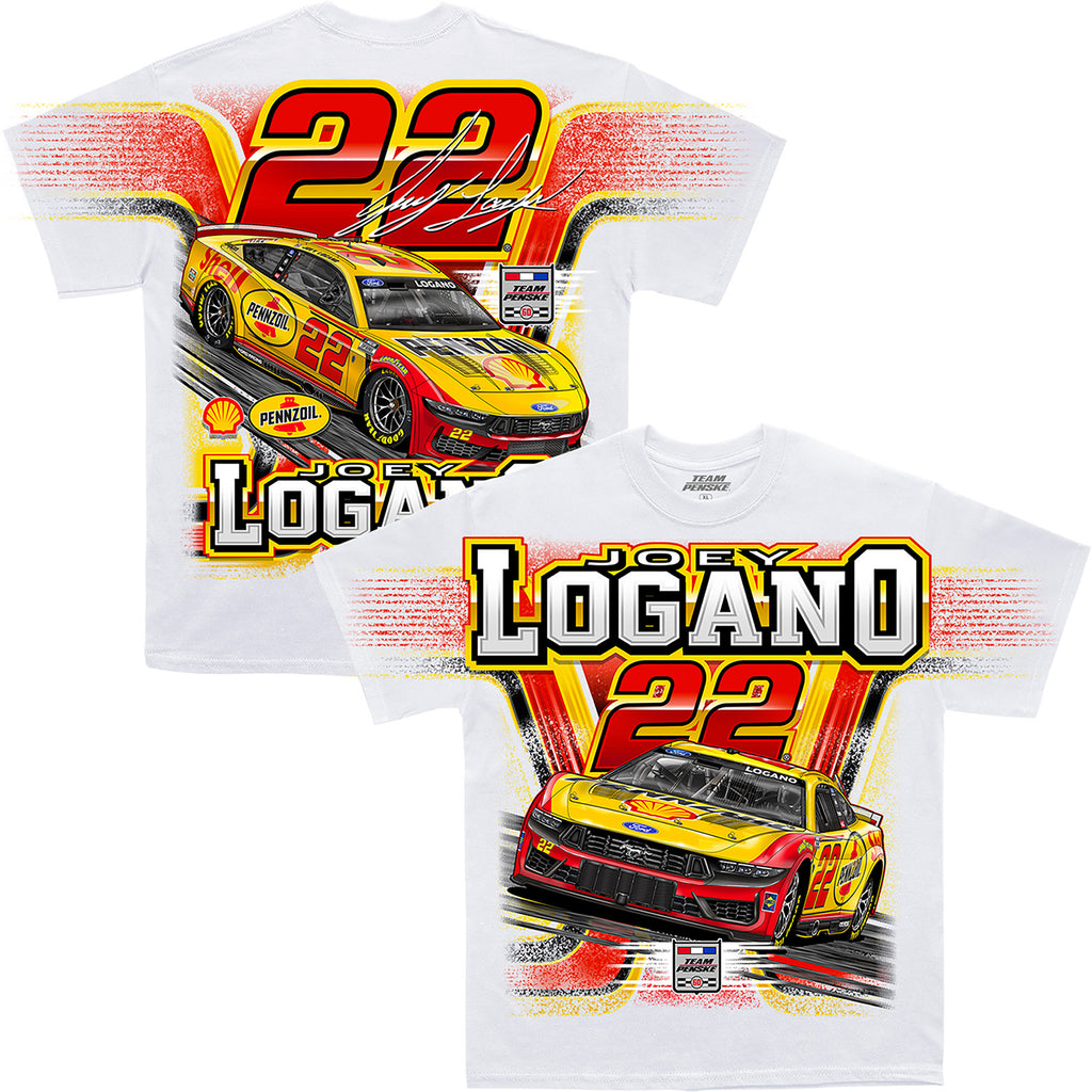 Joey Logano 2026 Shell-Pennzoil Total Print T-Shirt White #22 NASCAR