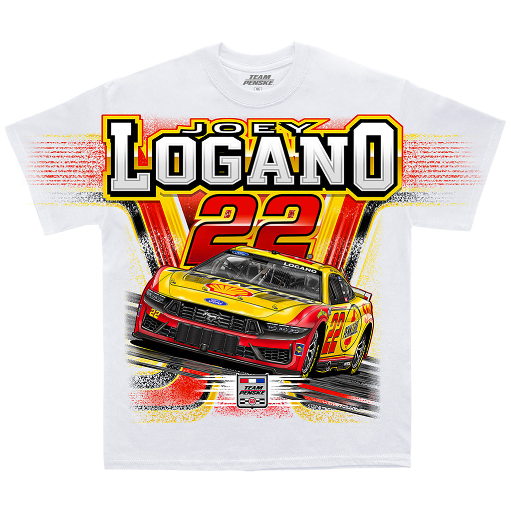 Joey Logano 2026 Shell-Pennzoil Total Print T-Shirt White #22 NASCAR