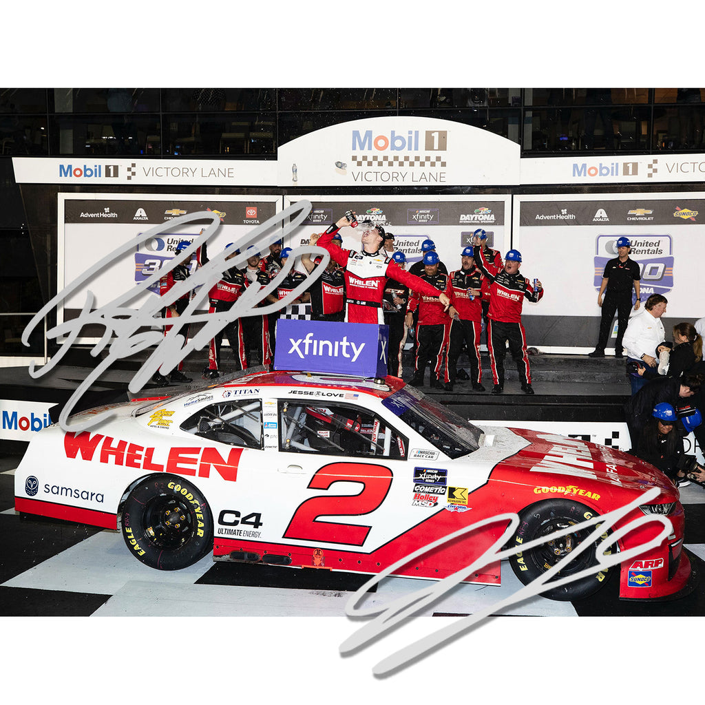 Jesse Love / Richard Childress Dual Autographed Daytona Xfinity Series Race Win 1:24 Standard 2025 Diecast Car Hand Signed #2 Whelen NASCAR