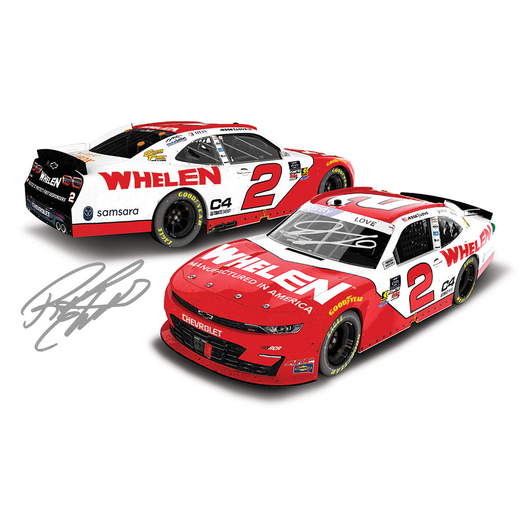 Jesse Love / Richard Childress Dual Autographed Daytona Xfinity Series Race Win 1:24 Standard 2025 Diecast Car Hand Signed #2 Whelen NASCAR