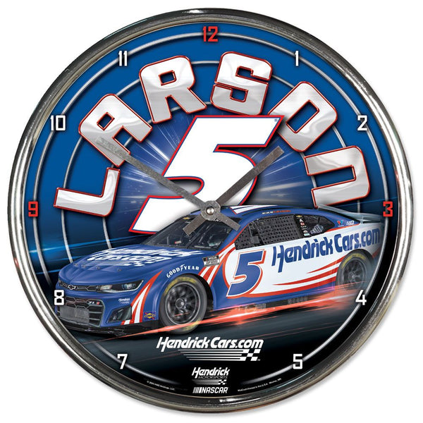 Kyle Larson 2024 HendrickCars #5 Chrome Wall Clock NASCAR