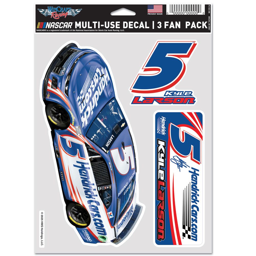 Kyle Larson 2025 Multi-Use HendrickCars #5 Decal 3-Pack NASCAR