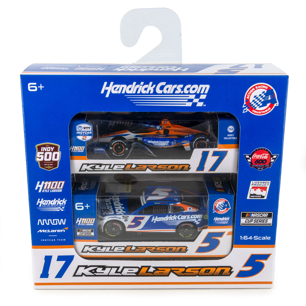 Kyle Larson Hendrick 1100 Qualifying Version 2-Pack Indy 500 / Coca-Cola 600 1:64 Standard 2024 Diecast Cars