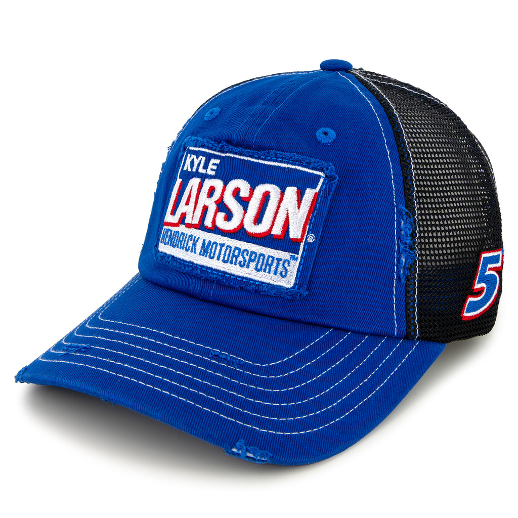 Kyle Larson 2025 Distressed Vintage Patch Hat Blue/Black #5 NASCAR