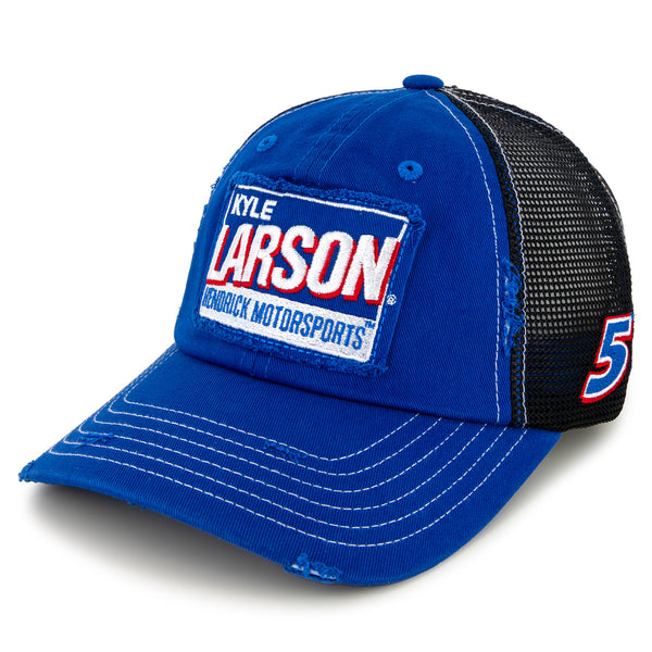 Kyle Larson 2025 Distressed Vintage Patch Hat Blue/Black #5 NASCAR