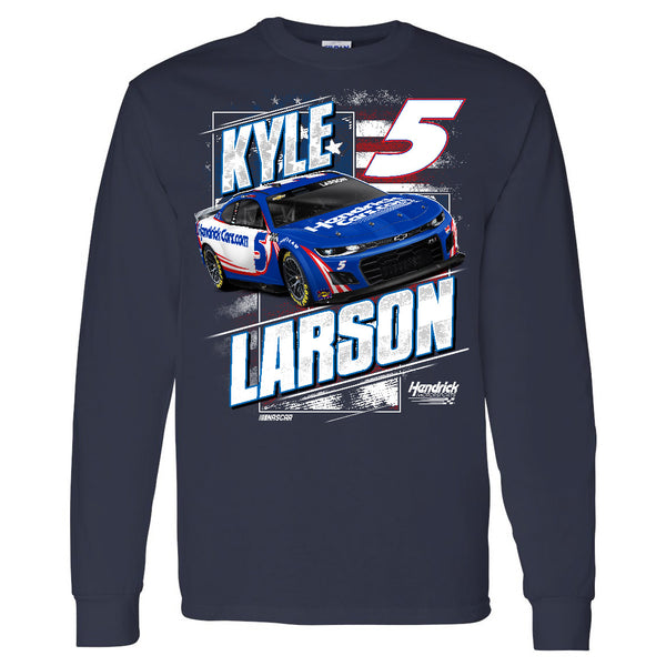 Kyle Larson 2024 Long Sleeve Patriotic #5 Car T-Shirt Blue NASCAR HendrickCars