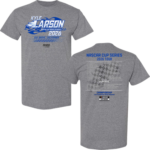 Kyle Larson 2026 NASCAR Cup Series Schedule T-Shirt Gray #5