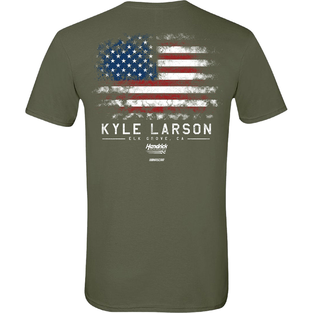 Kyle Larson 2025 Military Green #5 Flag T-Shirt NASCAR