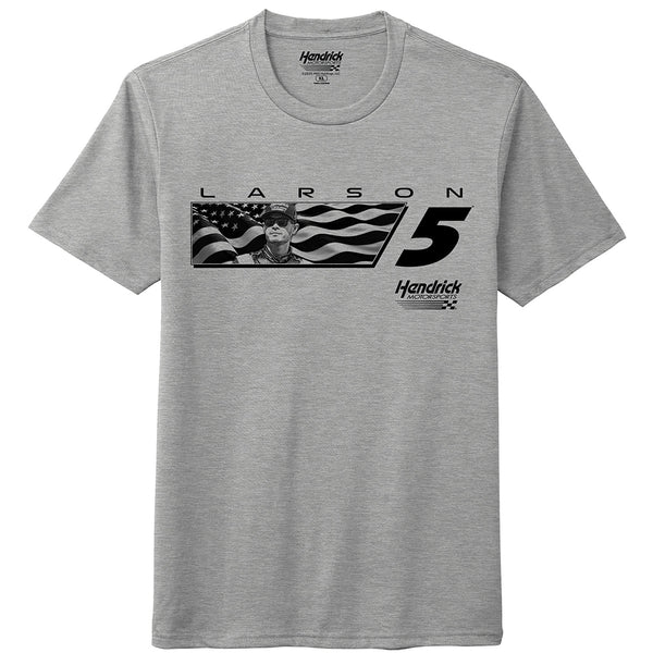 Kyle Larson 2025 HendrickCars Flag Profile 2-Spot T-Shirt Gray #5 NASCAR